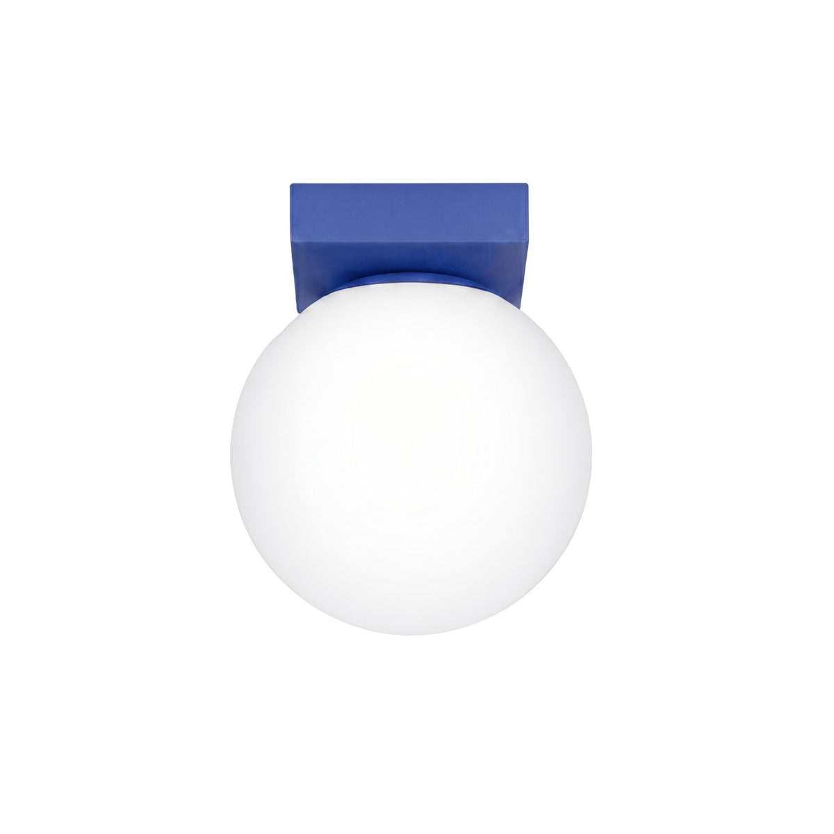 Plafonnier Yoli 1 boule opale acier G9, finition laque bleu outremer