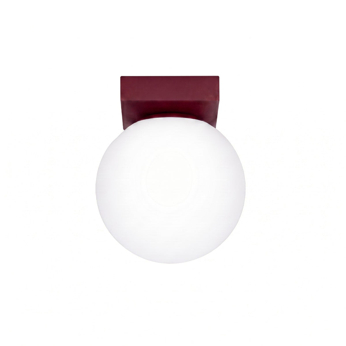 Plafonnier Yoli 1 boule opale acier G9, finition laque bordeaux