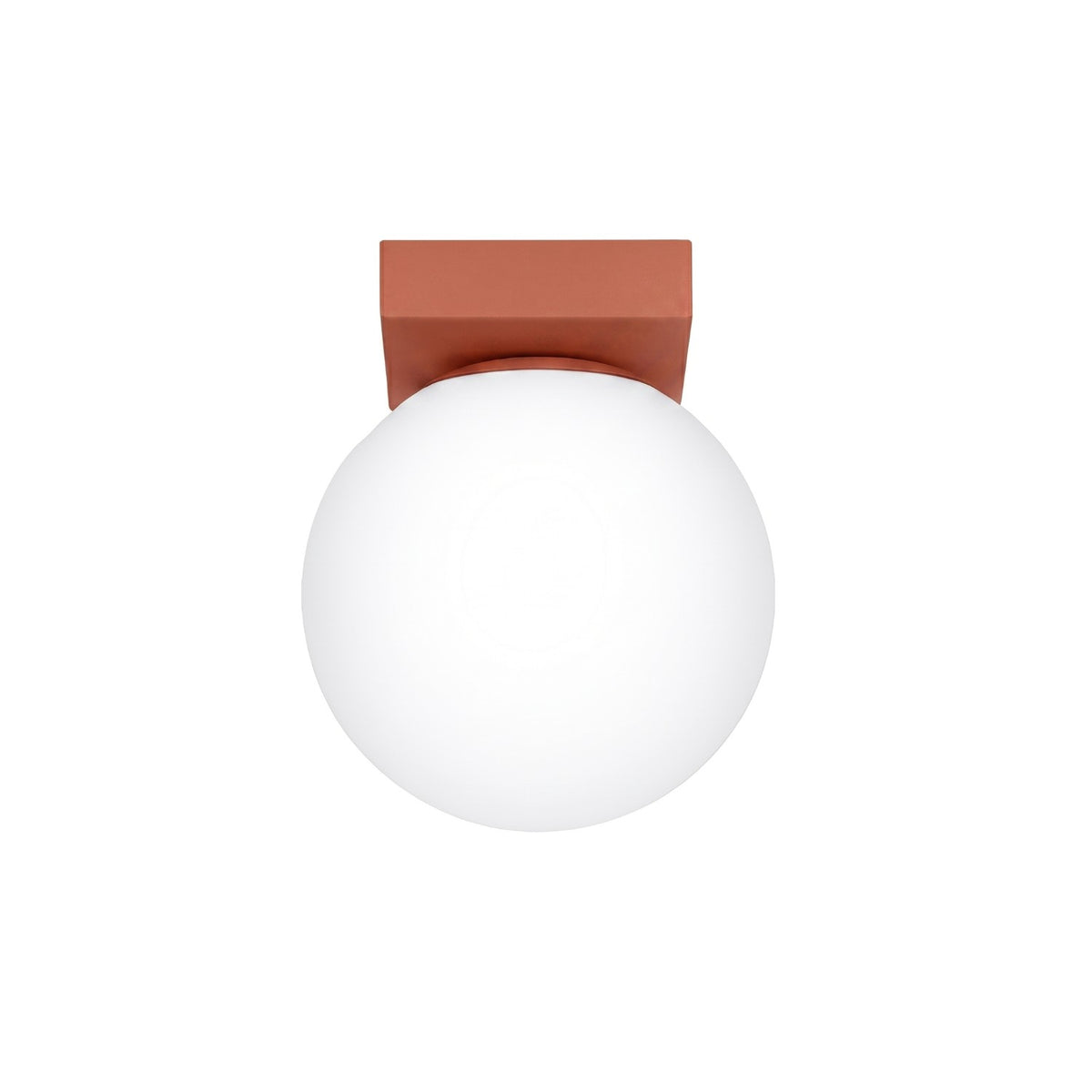 Plafonnier Yoli 1 boule opale acier G9, finition laque rouge ocre