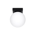 Plafonnier Yoli 1 boule opale acier noir G9, une boule de verre opale blanc sous une platine d'acier noir