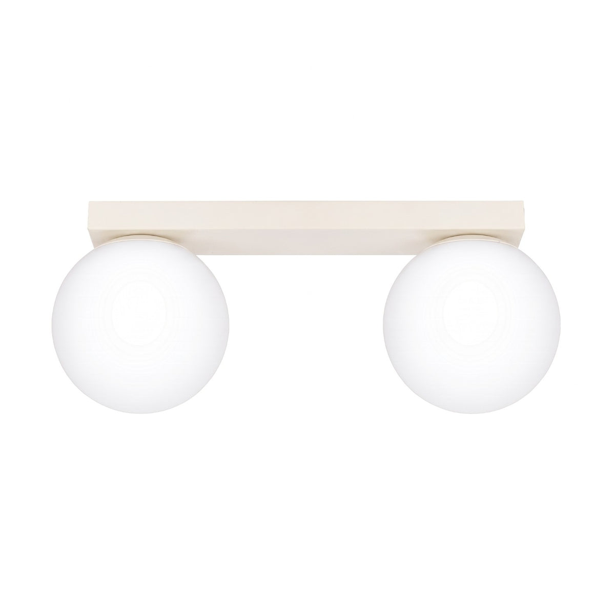 Plafonnier Yoli 2 boules opale acier G9, finition laque beige