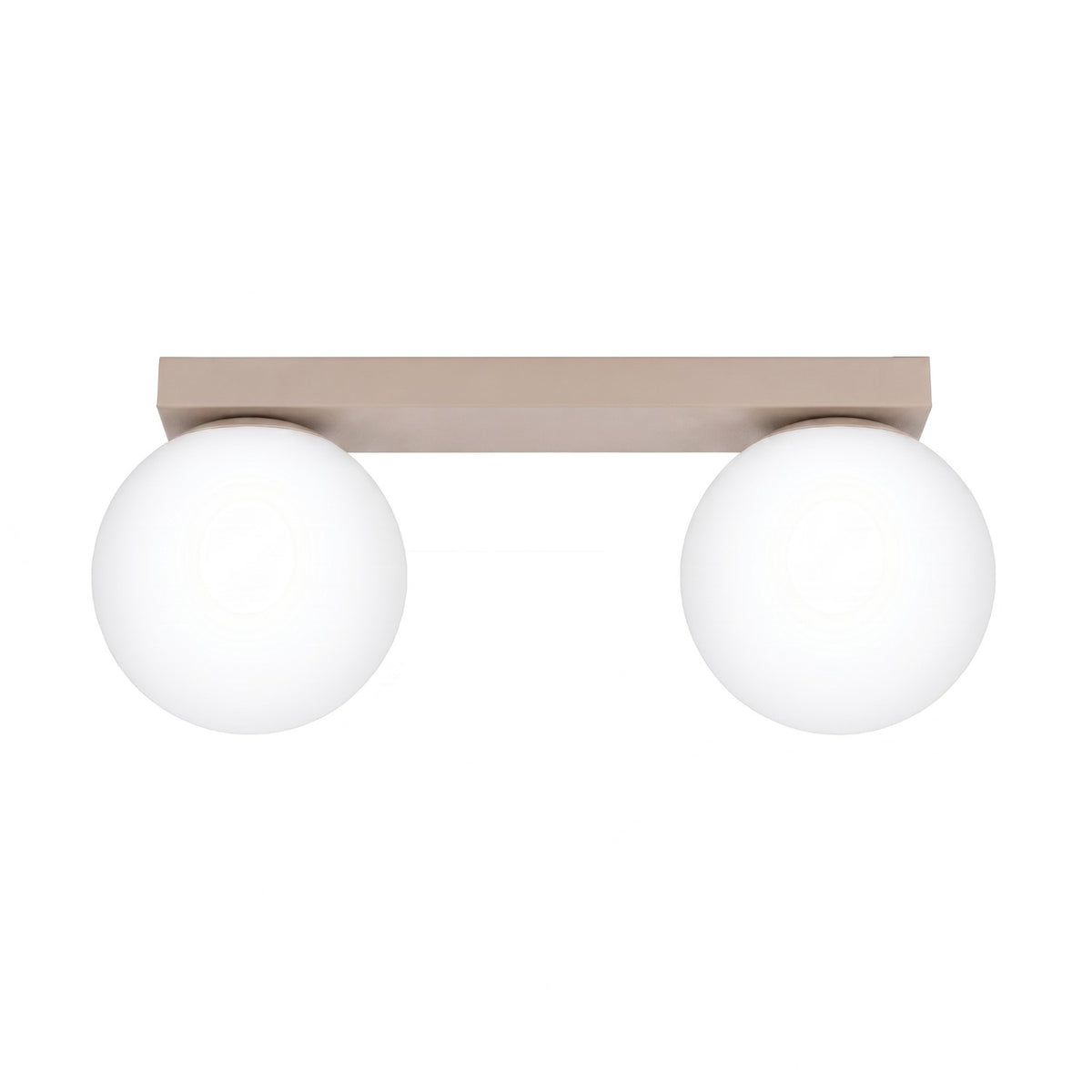 Plafonnier Yoli 2 boules opale acier G9, finition laque taupe