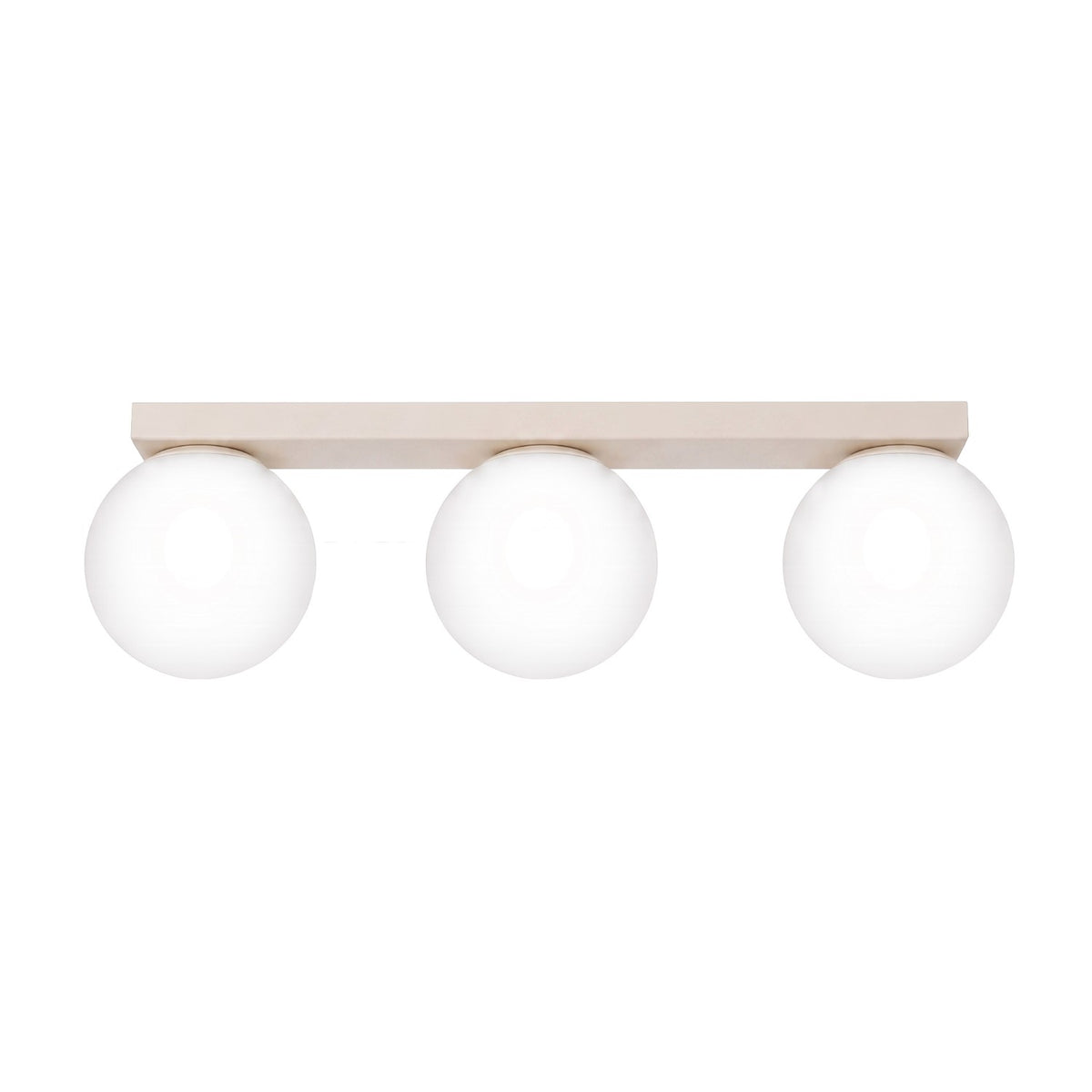 Plafonnier Yoli 3 boules opale acier G9, finition laque beige
