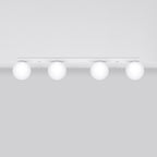 Plafonnier Yoli 4 boules opale acier blanc G9 de profil