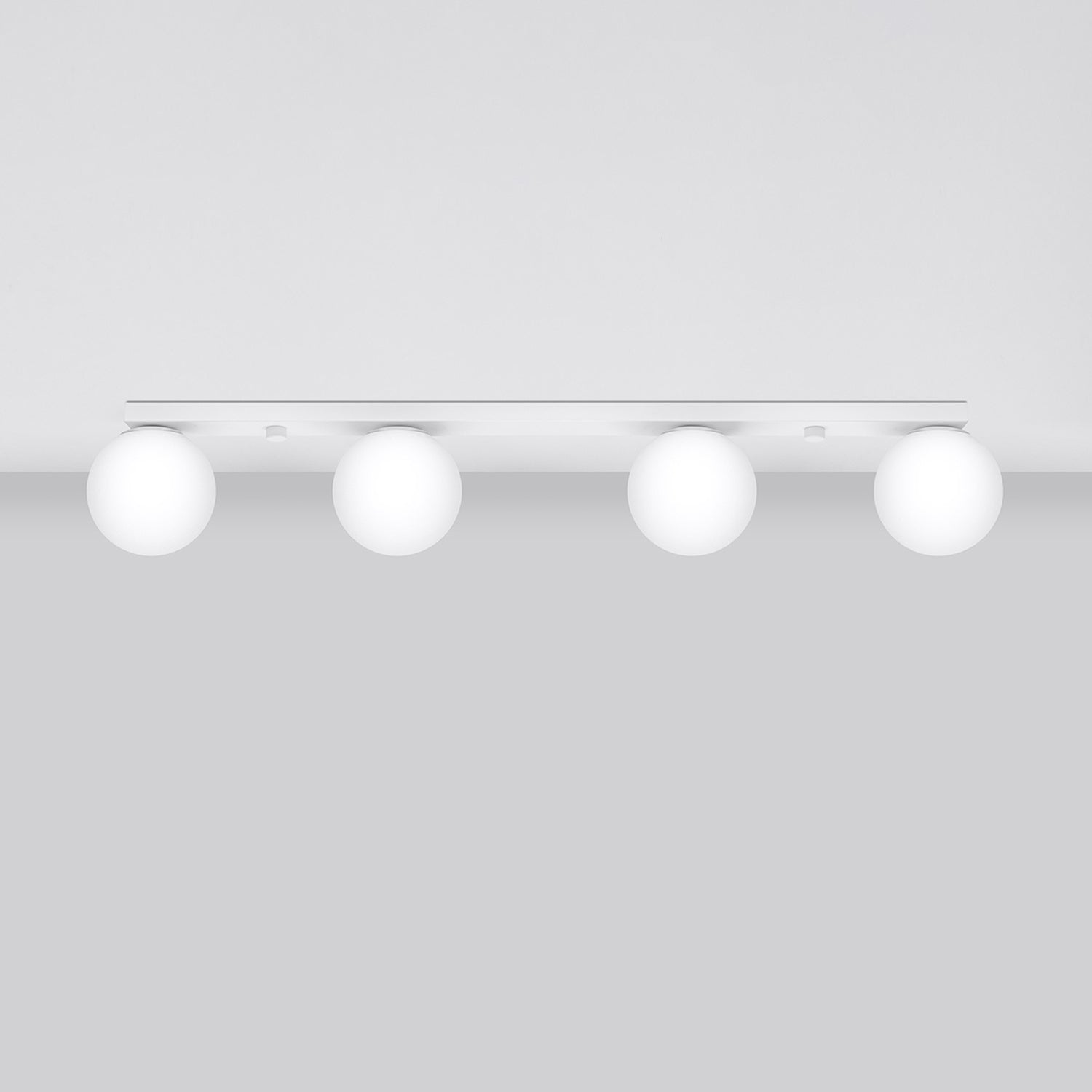 Plafonnier Yoli 4 boules opale acier blanc G9 de profil