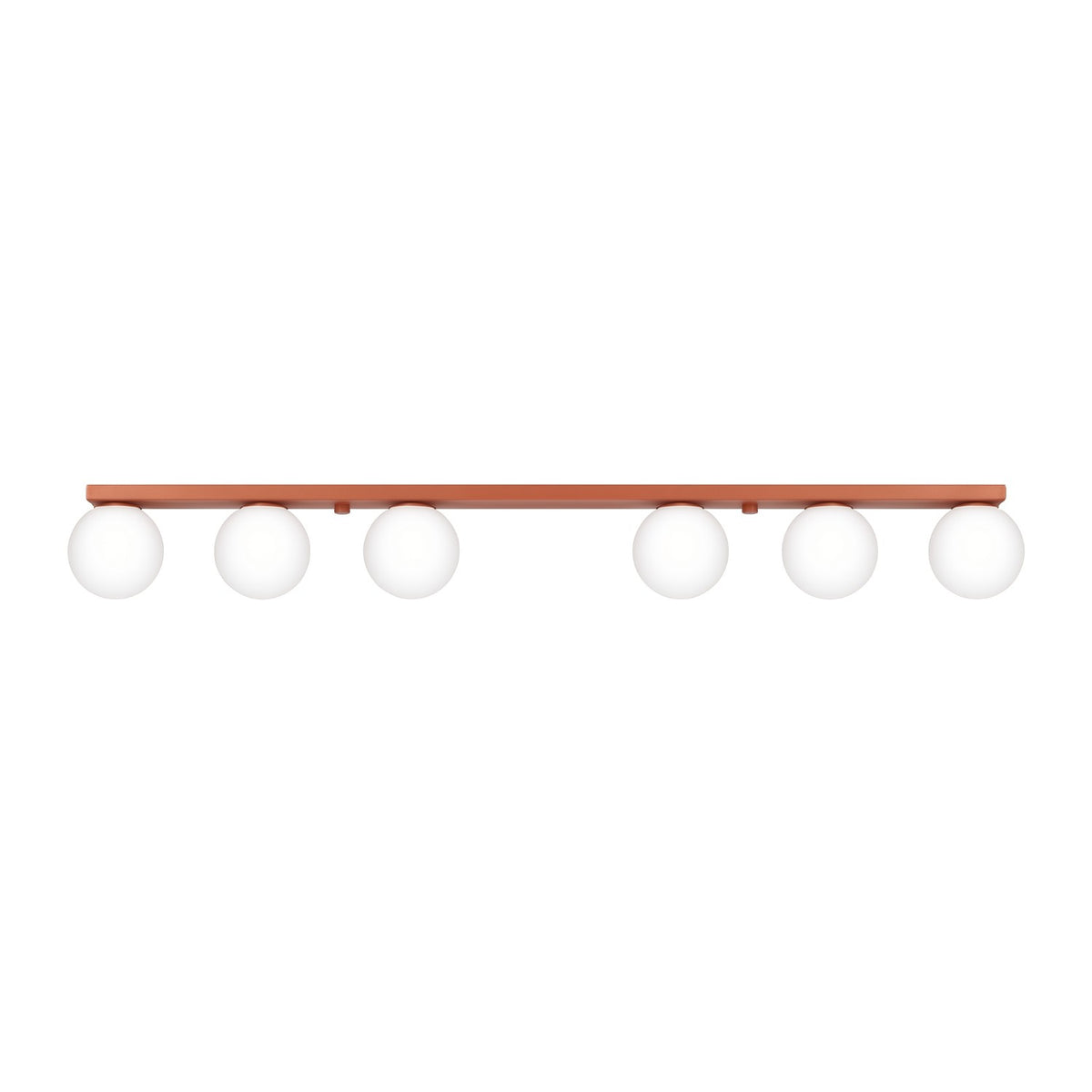 Plafonnier Yoli 6 boules opale acier G9, finition laque rouge ocre