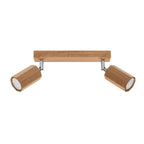 Plafonnier Zeke 2 chêne, réglette de chêne et deux spots octogonaux orientables