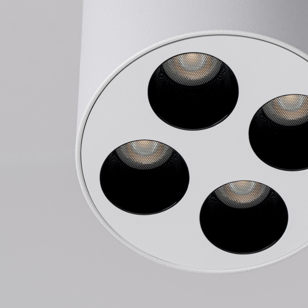 Plafonnier Zoe LED rond aluminium blanc, vue de dessous montrant les cellules LED