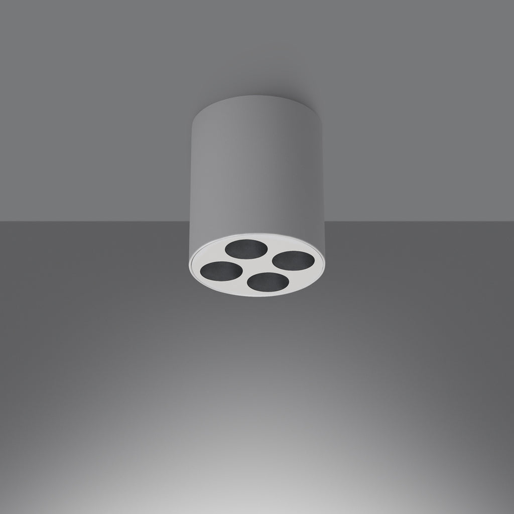 Plafonnier Zoe LED rond aluminium blanc installé au plafond