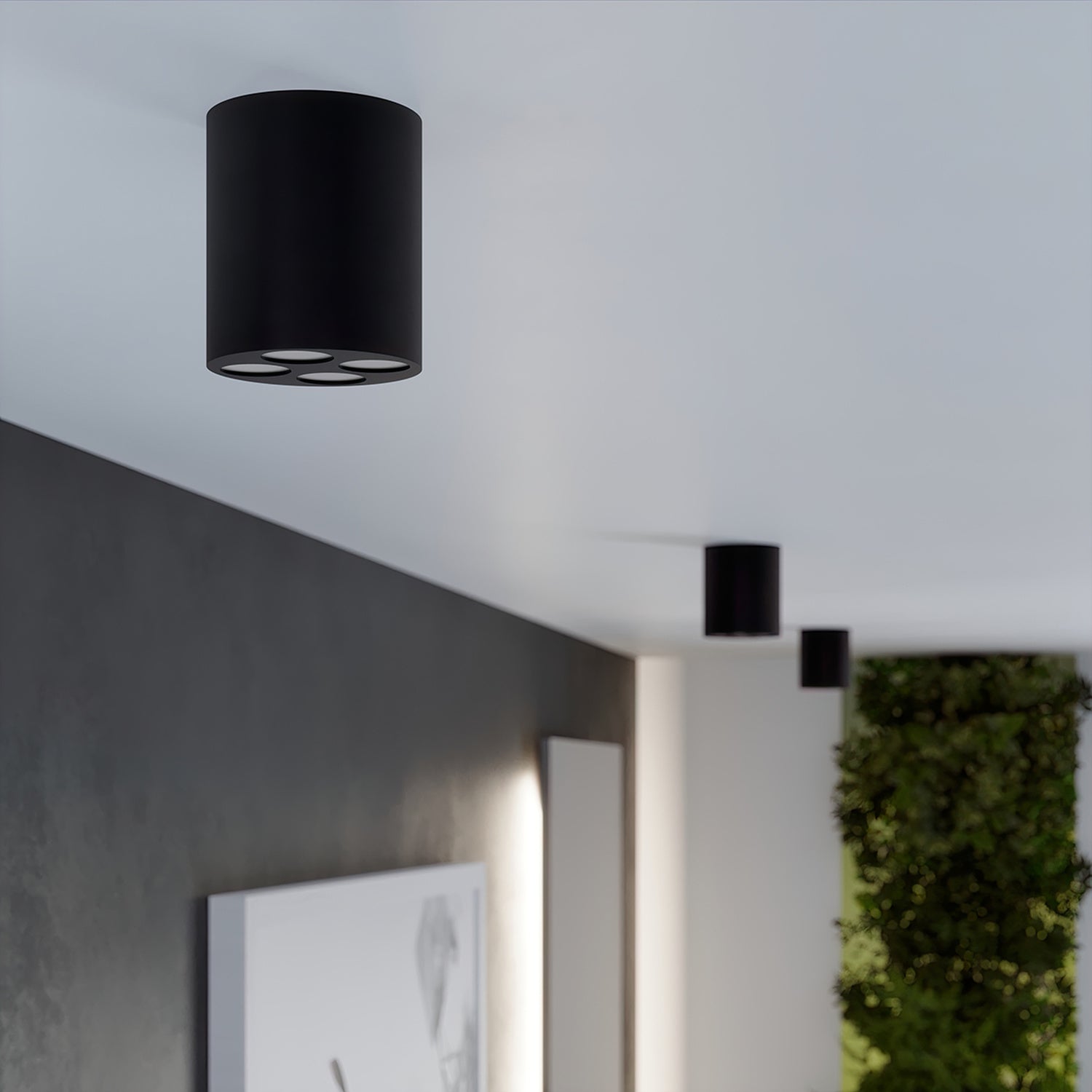 Plafonnier Zoe LED rond aluminium noir en ambiance