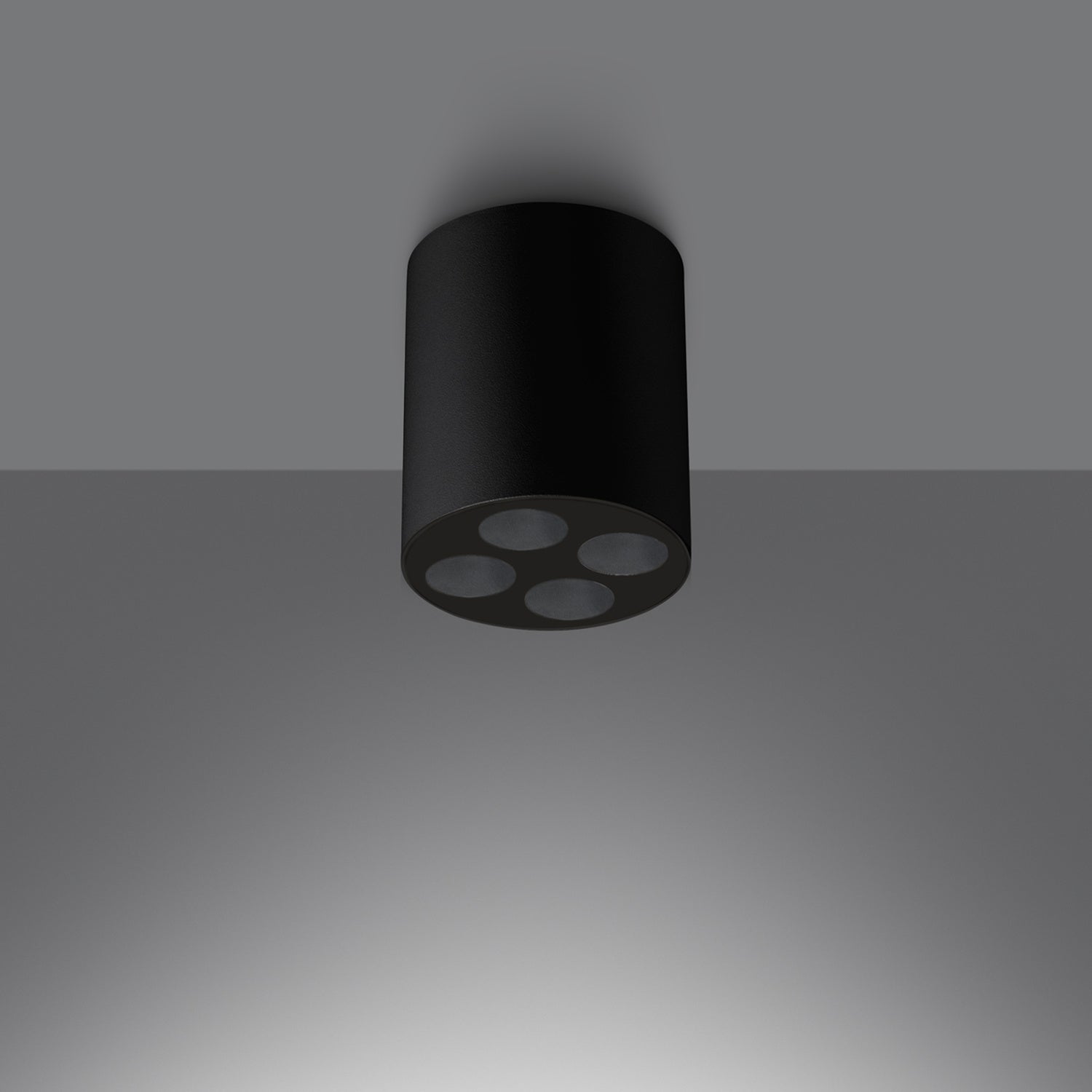 Plafonnier Zoe LED rond aluminium noir installé au plafond