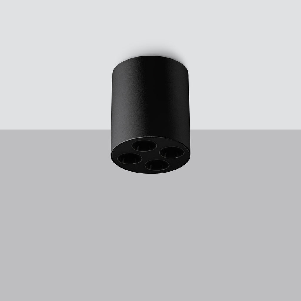 Plafonnier Zoe LED rond aluminium noir de profil