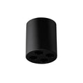 Plafonnier Zoe LED rond aluminium noir, quatre cellules LED dans un cylindre d'aluminium noir, éclairage vers le bas