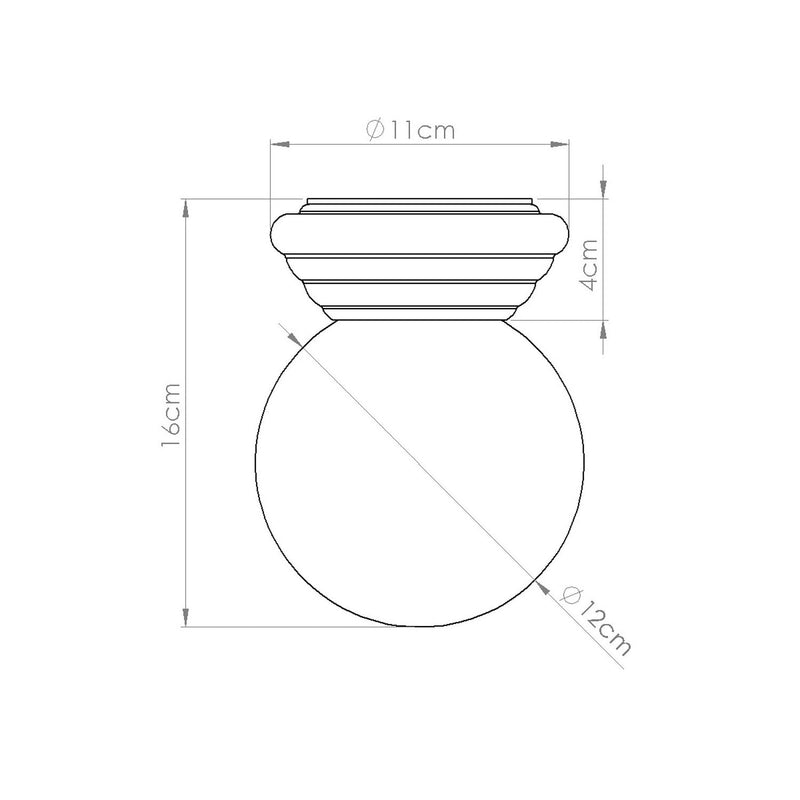 Dimensions Plafonnier Zori boule opale 12 cm G9
