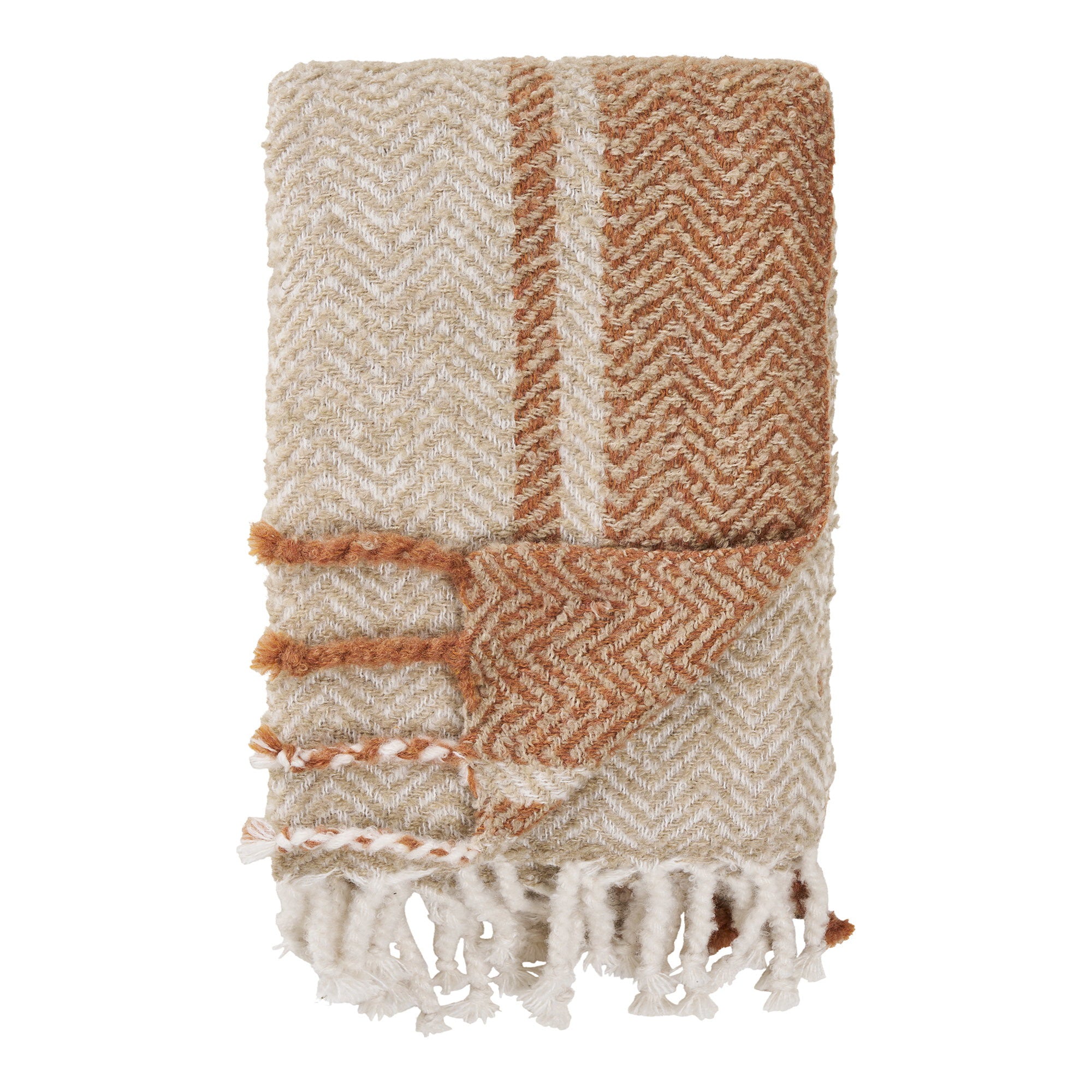 Plaid Almora chevrons beige et orange doré