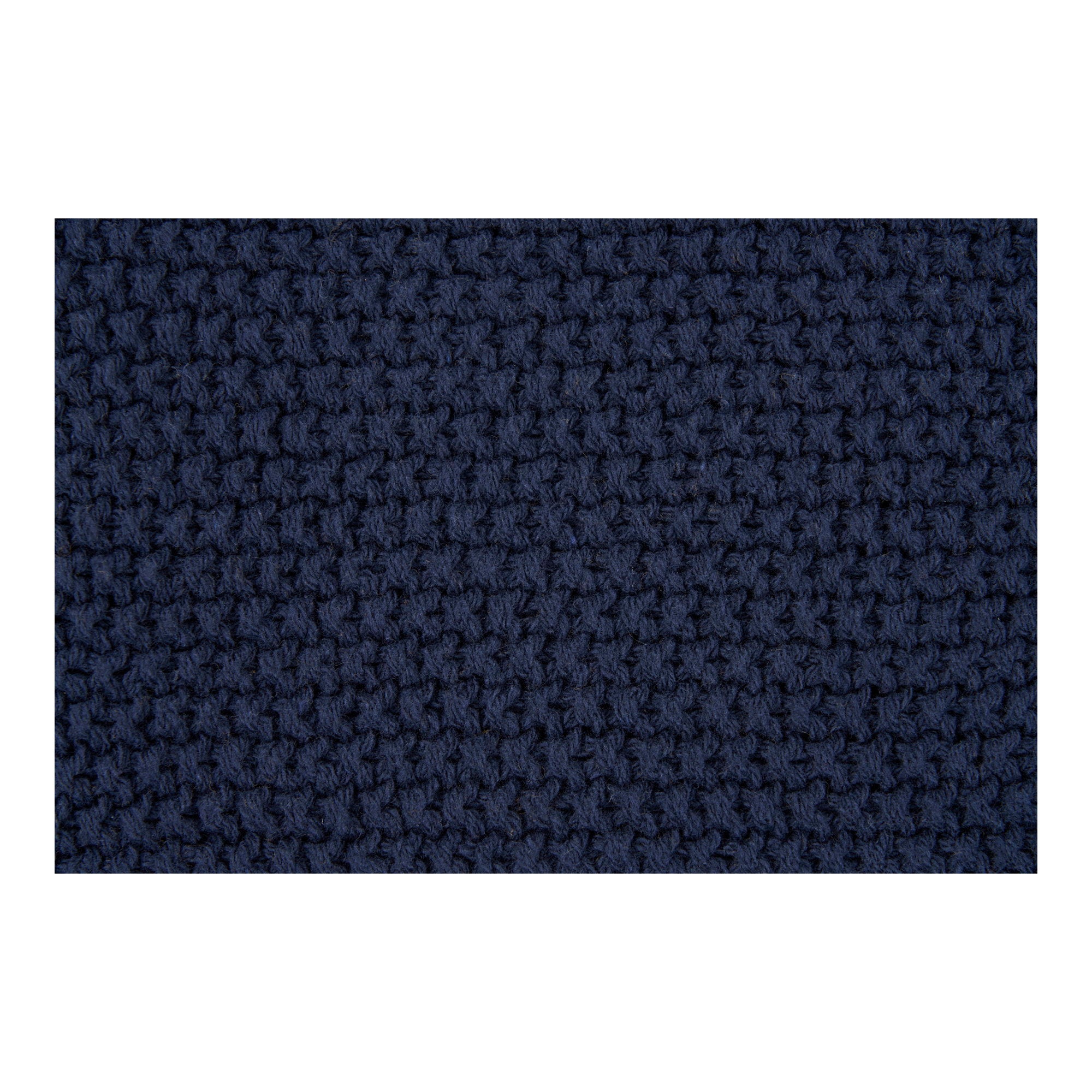 Détail maille tricot mousse plaid Santos coton recyclé bleu marine dense régulier