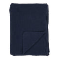 Plaid Santos coton recyclé bleu marine tricot mousse 130x170 cm vue de face plié