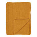 Plaid Santos coton recyclé ocre moutarde tricot mousse 130x170 cm vue de face plié