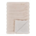 Plaid Galena fausse fourrure blanc ivoire dos velours 130x180 cm vue face plié