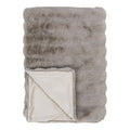 Plaid Galena fausse fourrure gris taupe chiné dos velours blanc 130x180 cm vue face