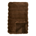 Plaid Galena fausse fourrure brune 130x180 cm strié doublure velours vue pliée
