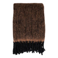 Plaid Carmel laine polyester brun tabac chiné franges noires 130x170 cm vue de face