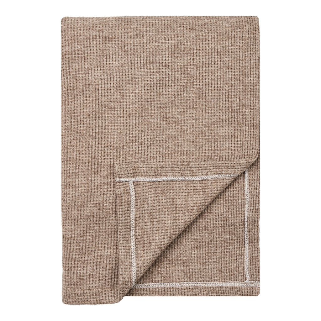 Plaid Puno taupe 130x156 cm texture gaufre viscose polyester nylon vue plié
