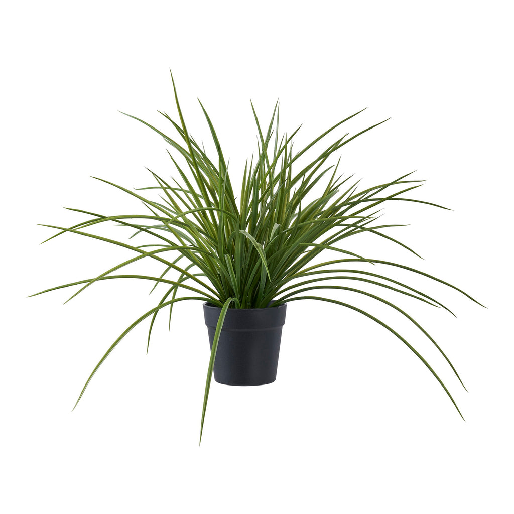 Plante artificielle herbe ornementale verte 45 cm pot noir fond blanc