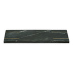 Plat de service Diu marbre vert pieds laiton 38 cm vue de face