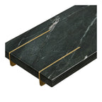 Plat de service Diu marbre vert pieds laiton 38 cm vue de détail