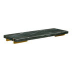Plat de service Diu marbre vert pieds laiton 38 cm