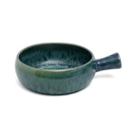 Plat à four individuel à manche en grès bleu vert 15 cm