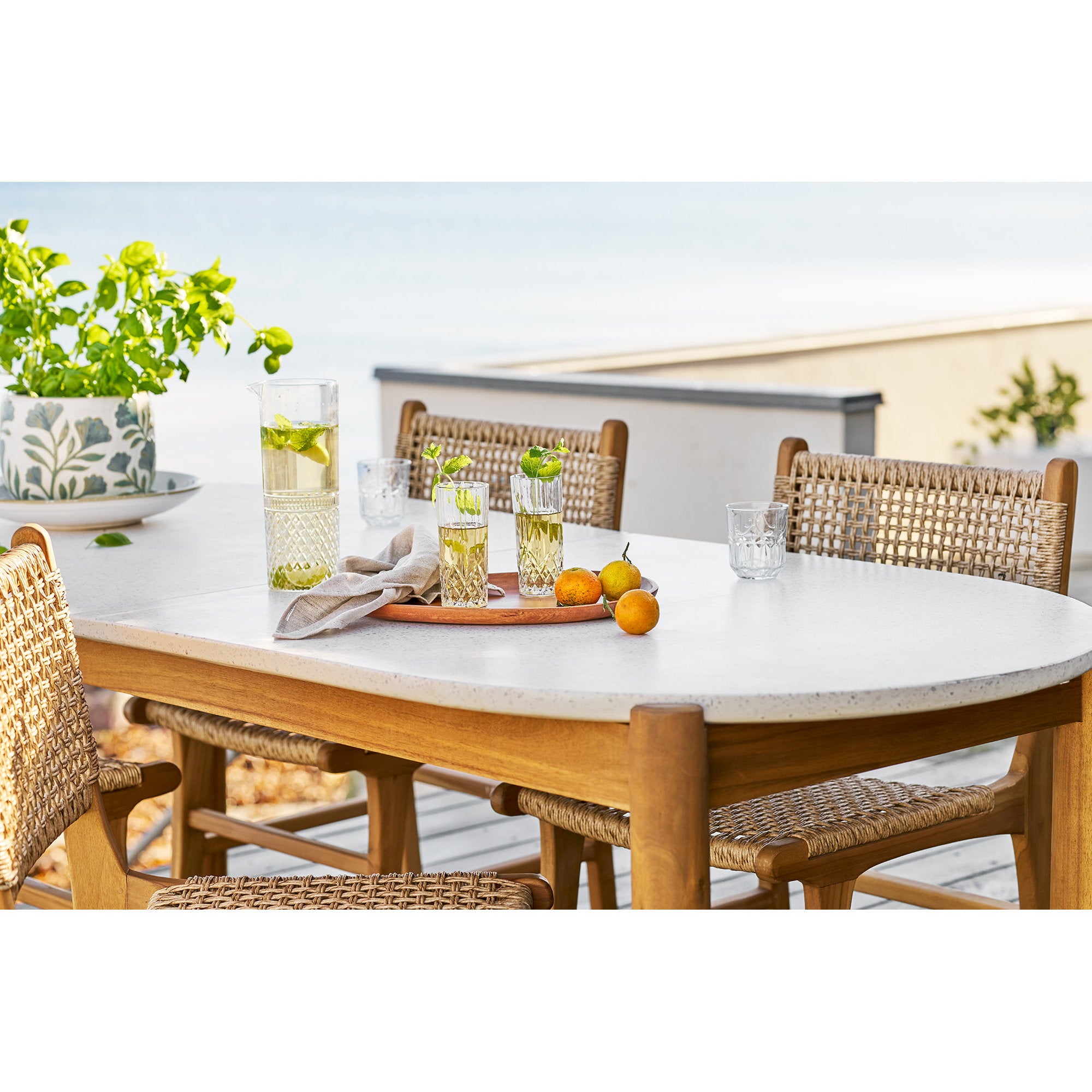 Plateau décoratif acacia naturel service terrasse repas extérieur bord mer