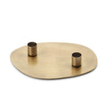 Plateau bougeoir ovale doré à deux douilles 20 cm