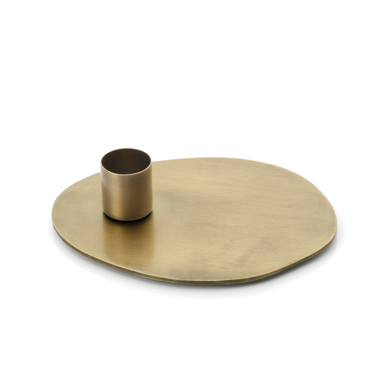 Plateau bougeoir ovale doré à une douille 13 cm