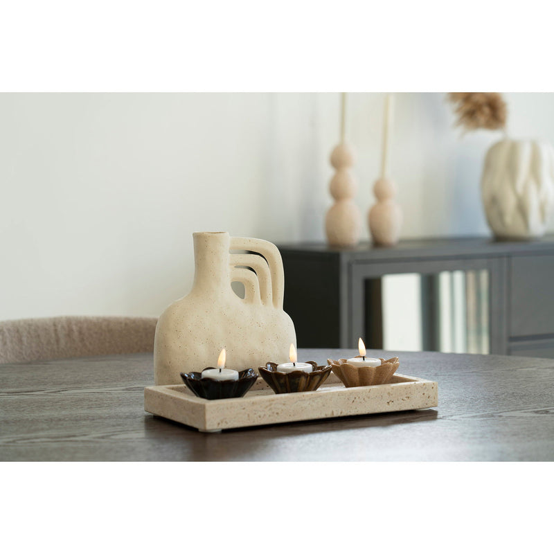 Dimensions Plateau décoratif en travertin naturel 30,5 x 15 cm
