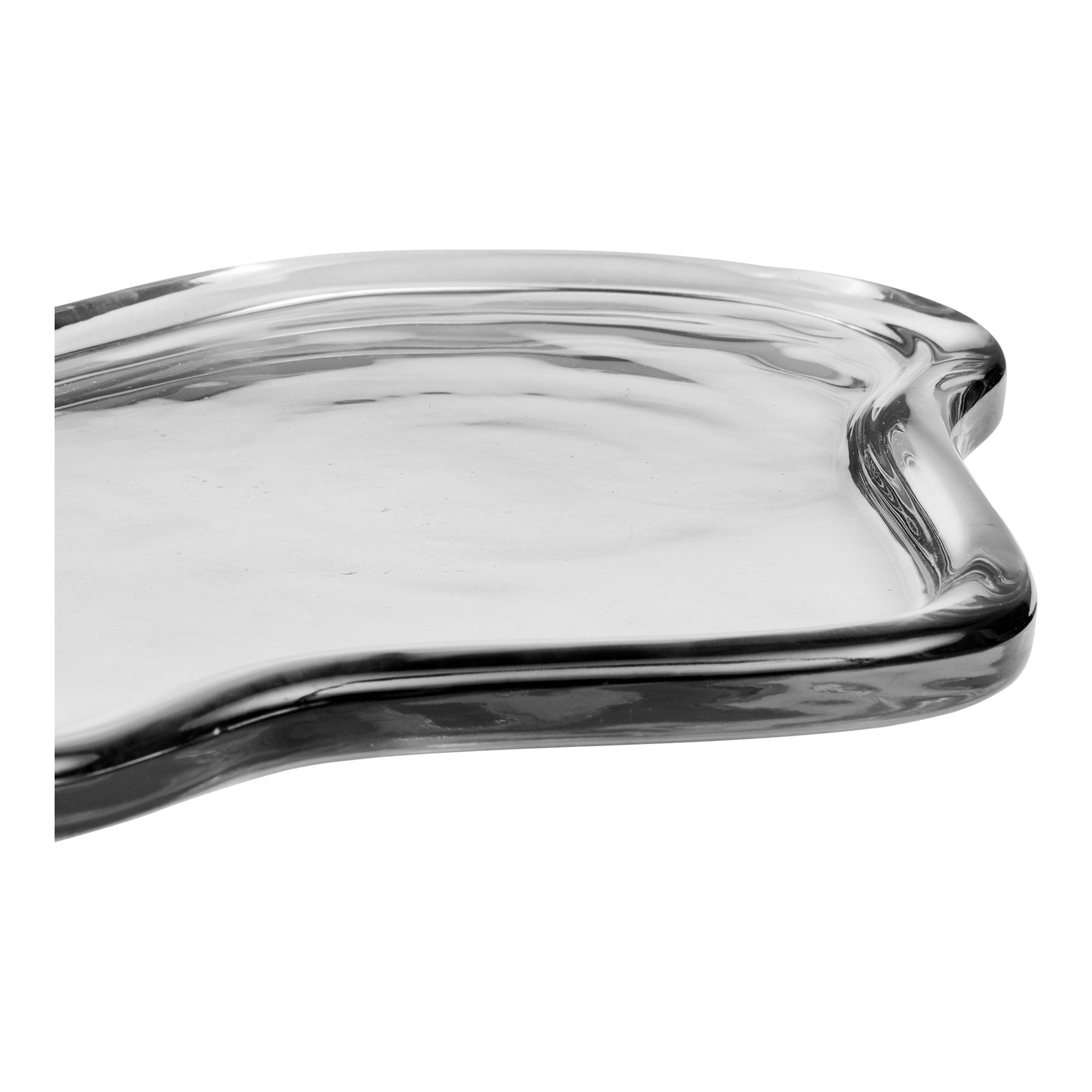 Plateau décoratif verre fumé forme libre vue de détail