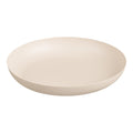 Plateau métal laqué beige sable mat Ø30 cm vue trois quarts bords relevés