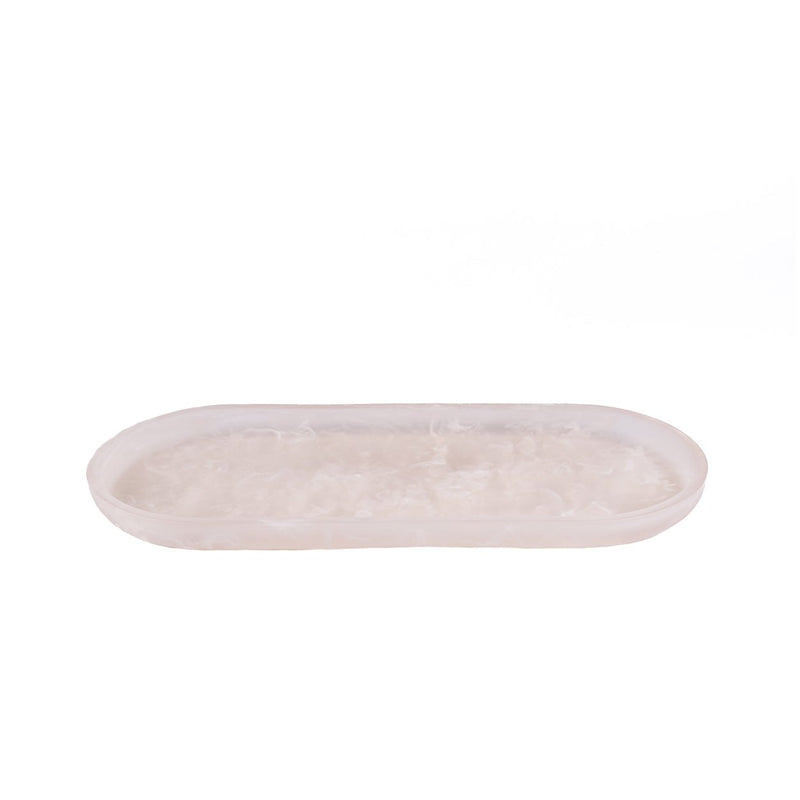 Dimensions Plateau ovale décoratif en résine rose nacré 44 cm