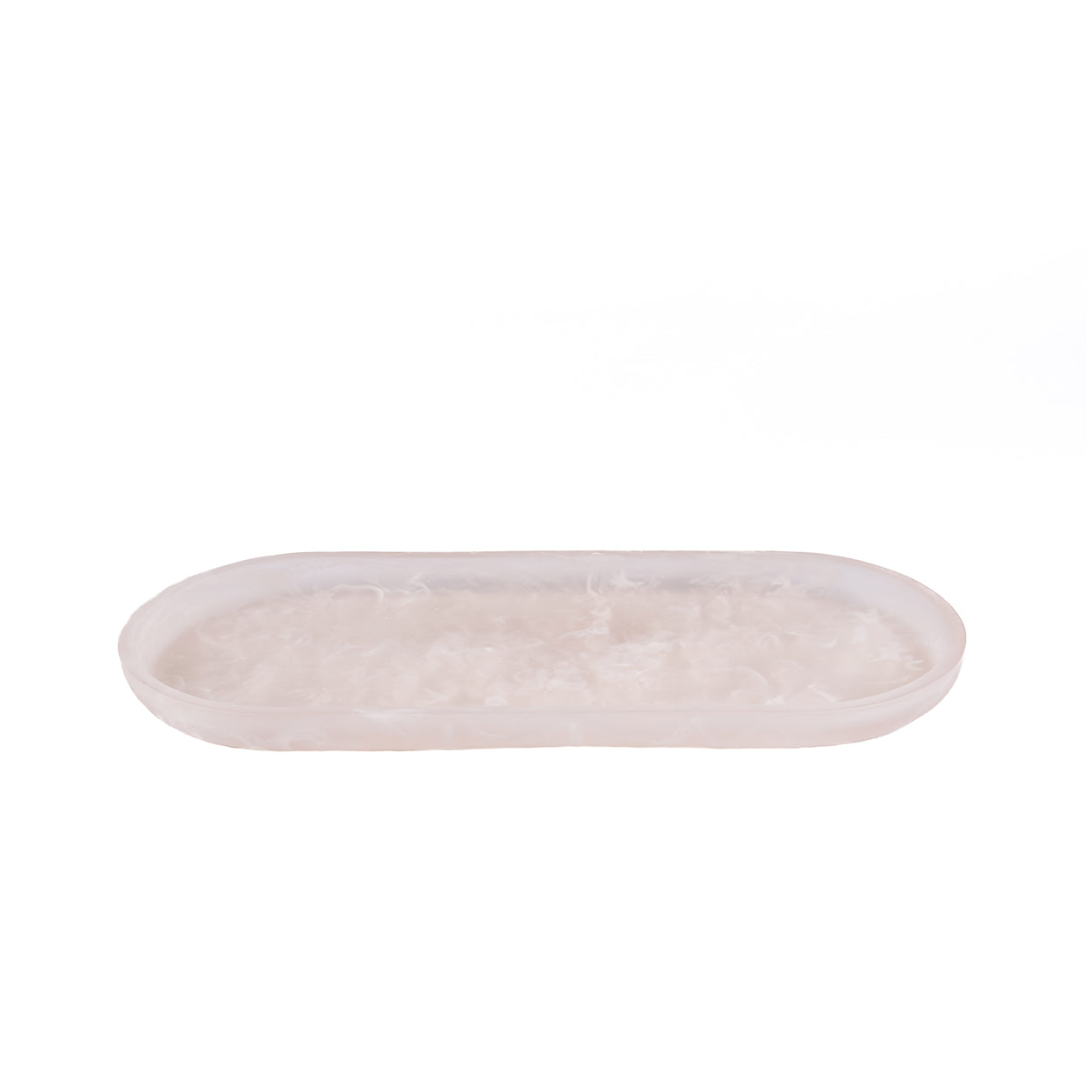 Plateau ovale décoratif en résine rose nacré 44 cm