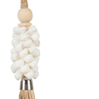 Pompon décoratif en cauris et raphia à virole métal 40 cm, vue 3