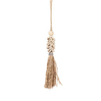 Pompon décoratif en cauris et raphia à virole métal 40 cm