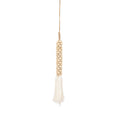 Pompon décoratif en perles de bois et coton écru 80 cm