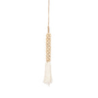 Pompon décoratif en perles de bois et coton écru 80 cm