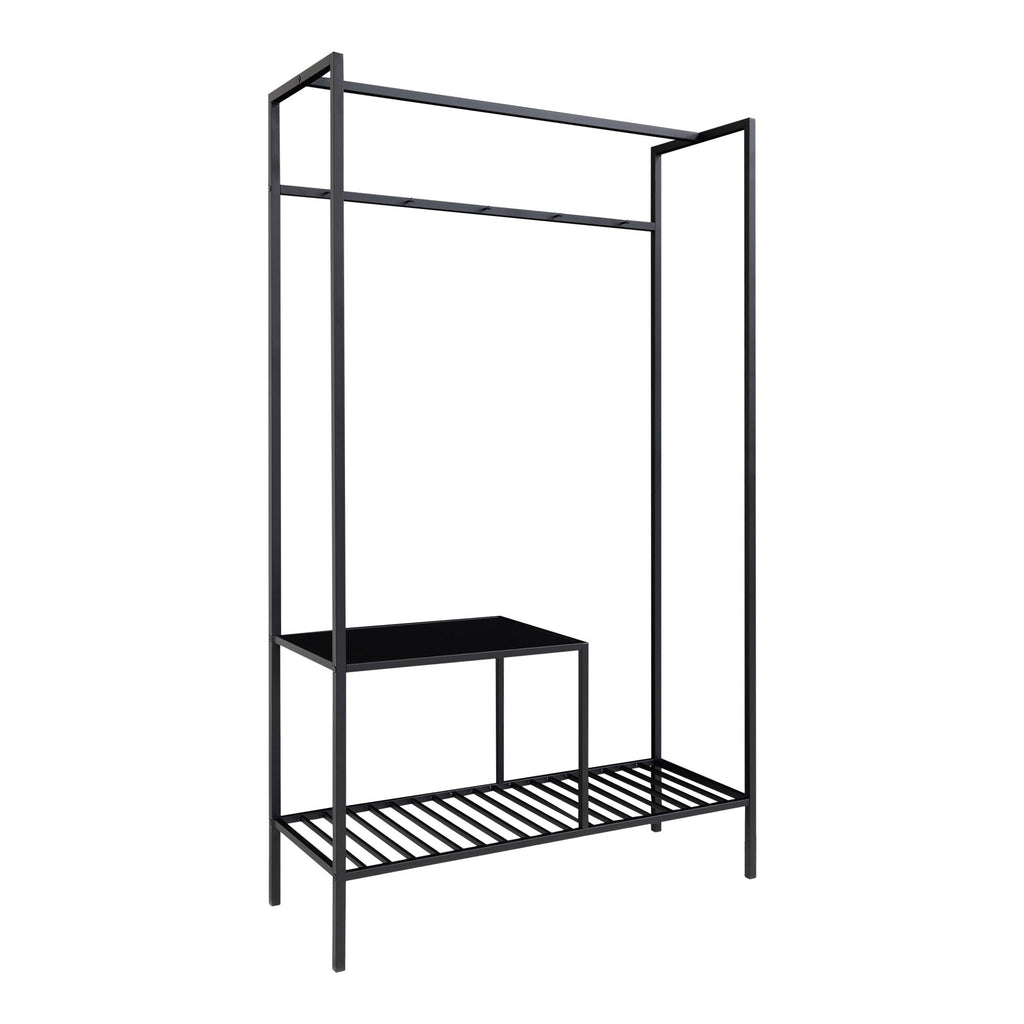 Portant vestiaire Vita structure acier noir mat vue trois quarts sans vêtements