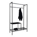 Portant vestiaire Vita acier noir 101x38x170 cm tringle étagères grille chaussures vue trois quarts
