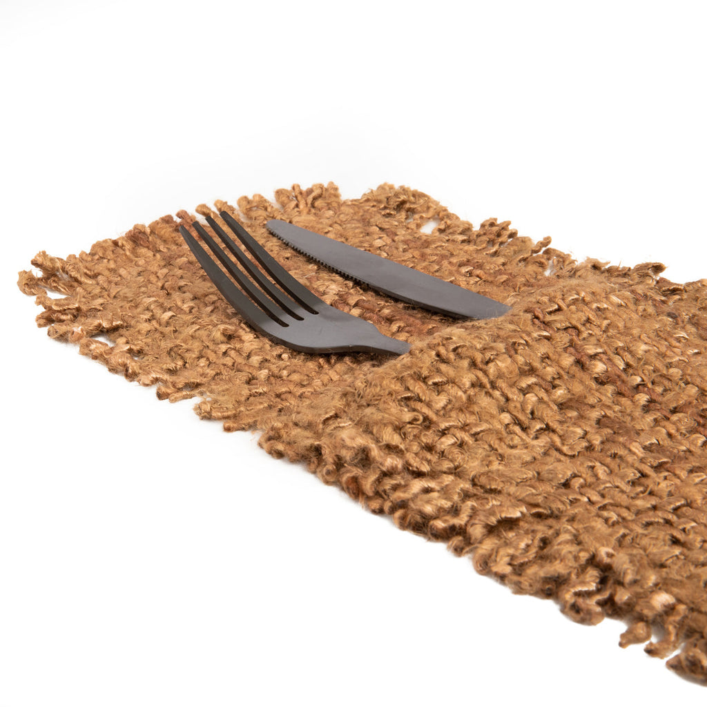 Porte-couverts Oh My Gee en coton brun caramel en situation