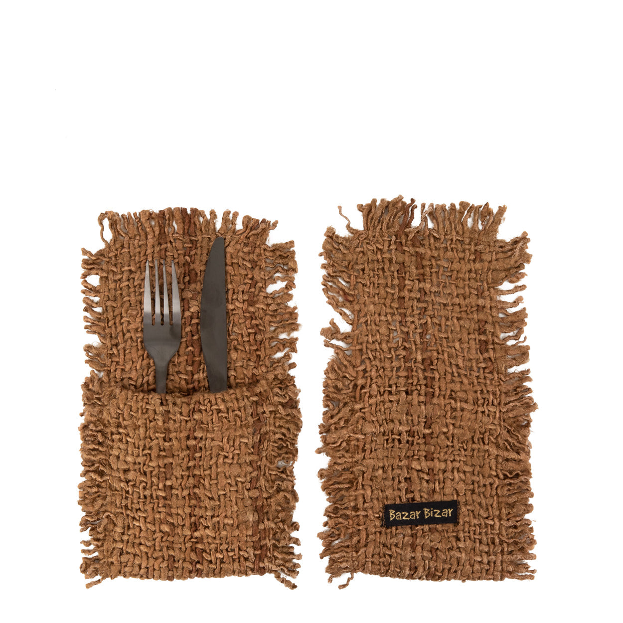 Porte-couverts Oh My Gee en coton brun caramel