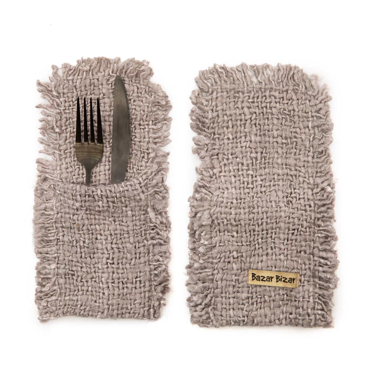 Porte-couverts Oh My Gee en coton gris taupe