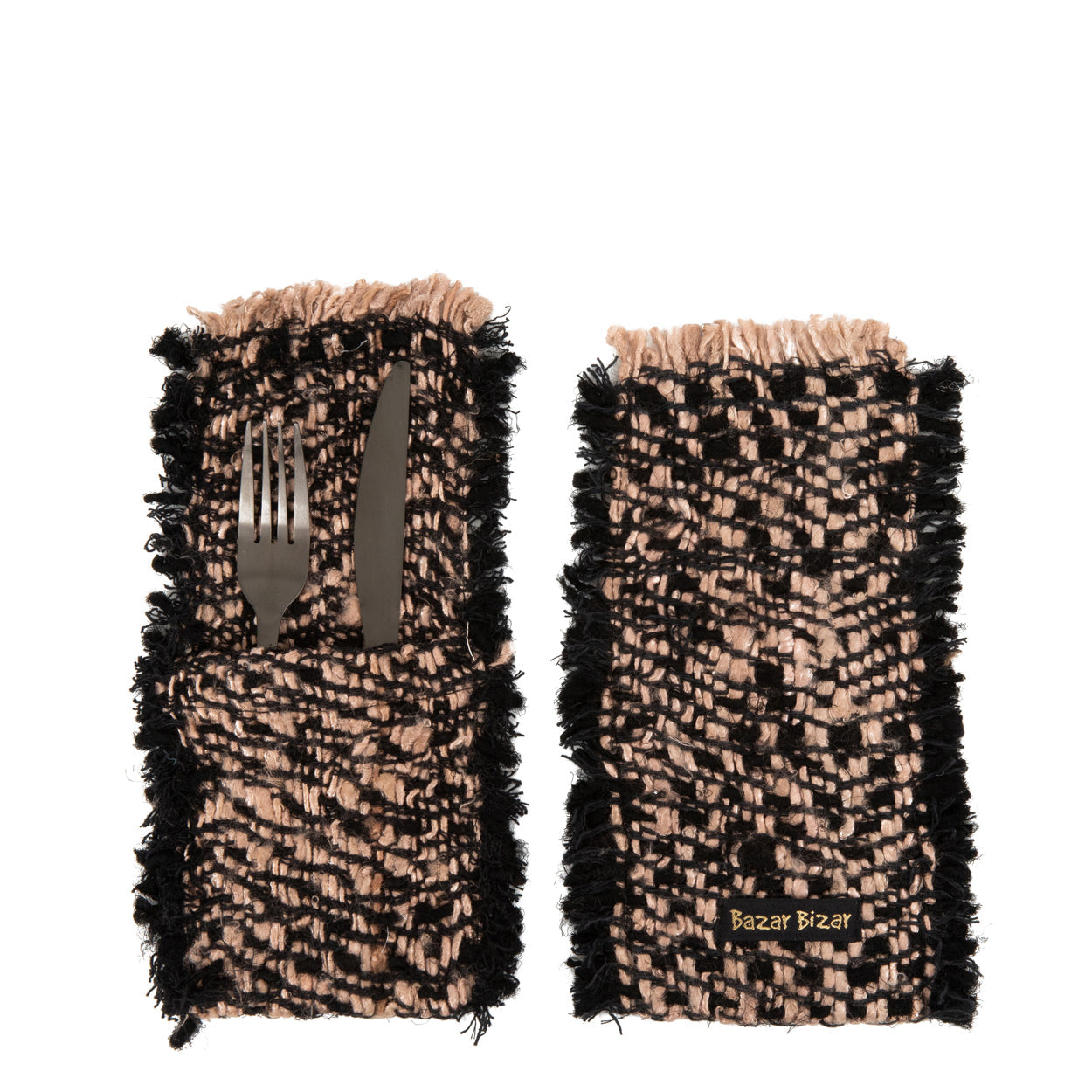 Porte-couverts Oh My Gee en coton noir et cuivre